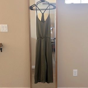 Green Silky Racer Back Jumpsuit